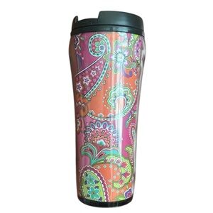 Vera Bradley Pink Paisley Tumbler Travel Mug with Flip Lid